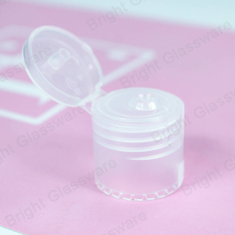 20/410 plastique PET transparent 24mm flip top cap pour flacon de lotion cosmétique