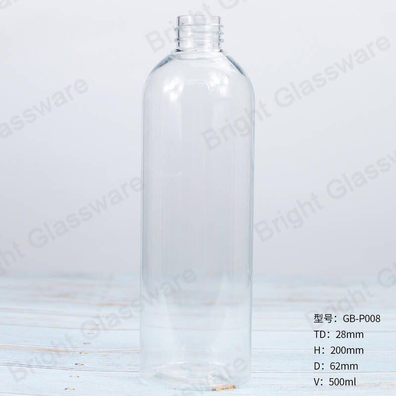 Clear plastic bottles 500ml PET lotion pump bottle for cosmetics packaging