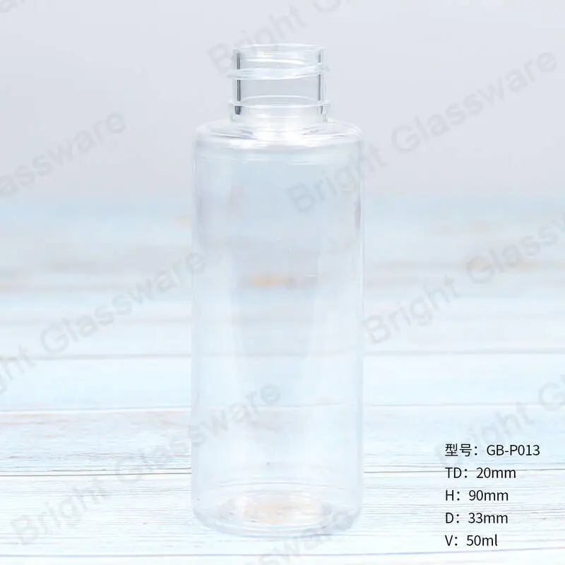 clear flat shoulder plastic empty 50ml hand sanitizer bottle with flip top cap