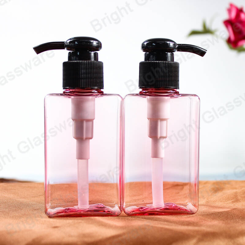 ピンクの抗菌アルコールペットボトル消毒剤ボトルブラックローションポンプ付き100ml手指消毒剤ボトル