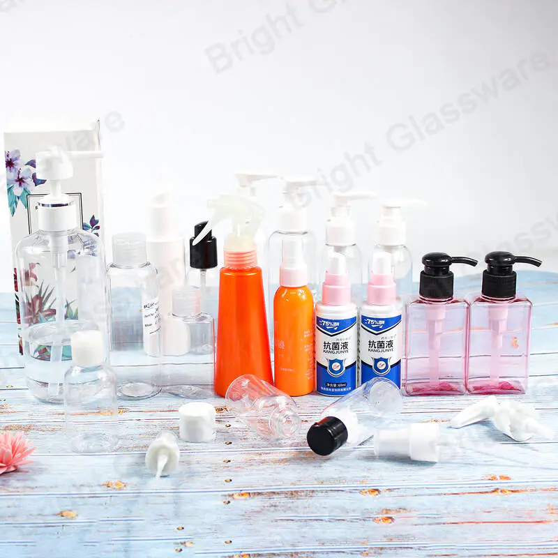 Pink antibacterial alcohol plastic bottle Disinfectant bottle 100ml hand sanitizer bottle with black lotion pump