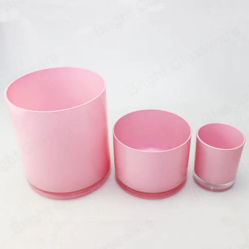 2550ml 1000ml 300ml Pink Candle Glass Jar Container With Gold/Silver Lid For Candle Making