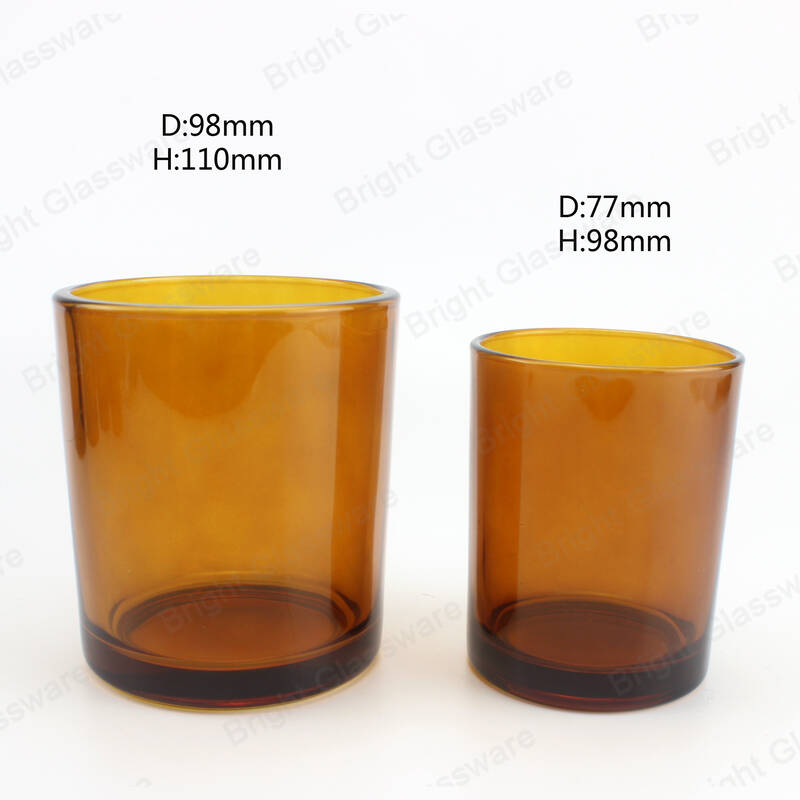 Custom 16oz 9oz Sprayed Translucence Brown Amber Glass Candle Jar 