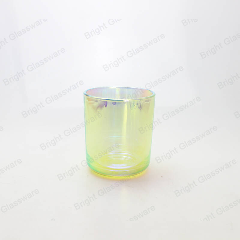 16oz Colorful Iridescent Candles Holder Glasses Rainbow Candles Glass Jar for Wedding Decoration