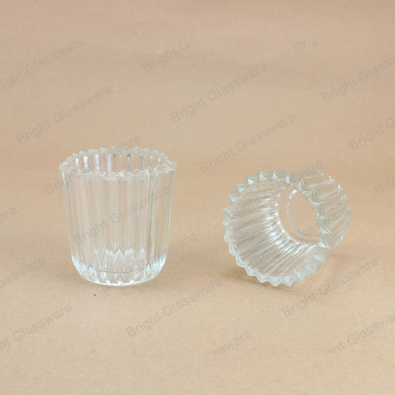 CUSTOM RELIGIOUS VERTICAL STRIPE CANDLE CONTAINER FOR SOY WAX EMPTY CLEAR GLASS CANDLE JAR IN STOCK