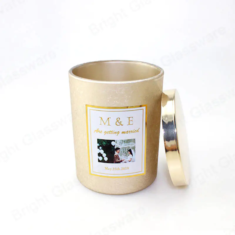  wholesale Luxury gold candle vessel jar with metal lid empty soy wax candle jar