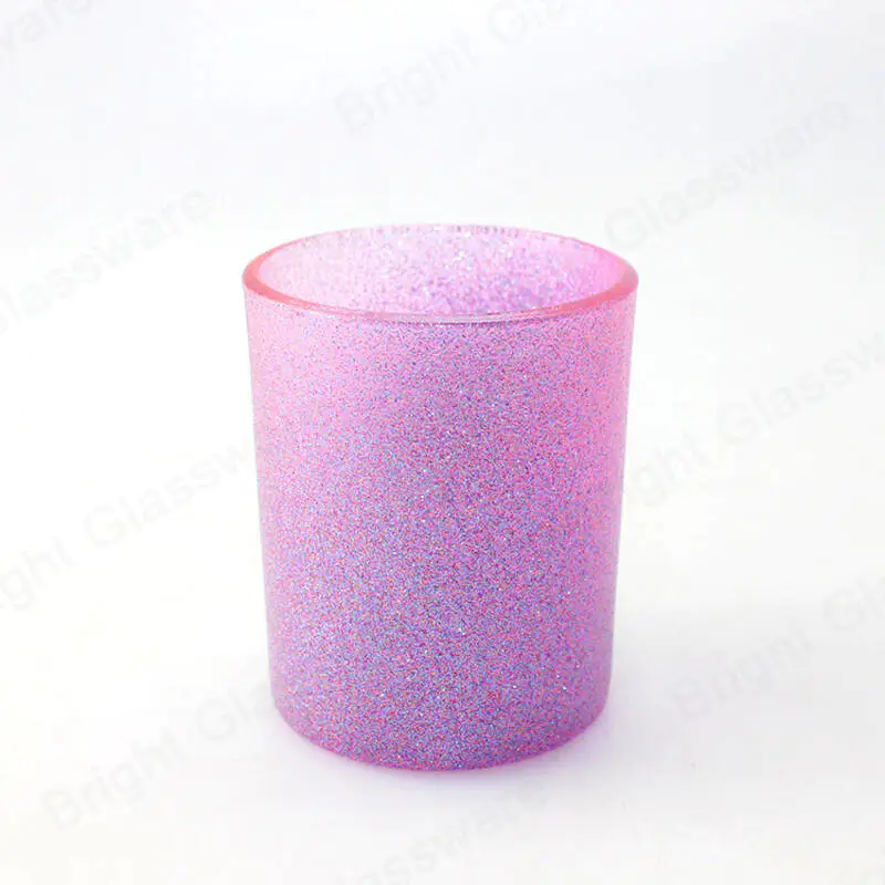 Custom unique purple color spray empty candle jar glass candle vessels with lid wholesale