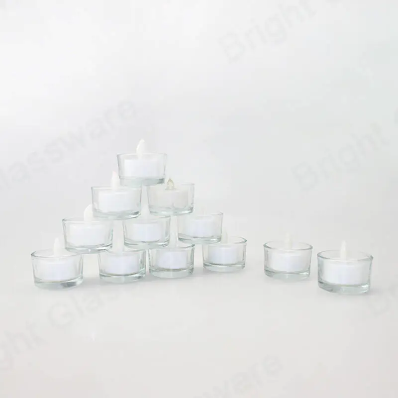 Hot sale religious mini candle jars clear tea light glass candle holders for wedding decoration centerpieces