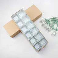 12 piezas Mini Square Tealight Glass Candle Holder Juego de regalo con caja de embalaje de papel Kraft para bodas
