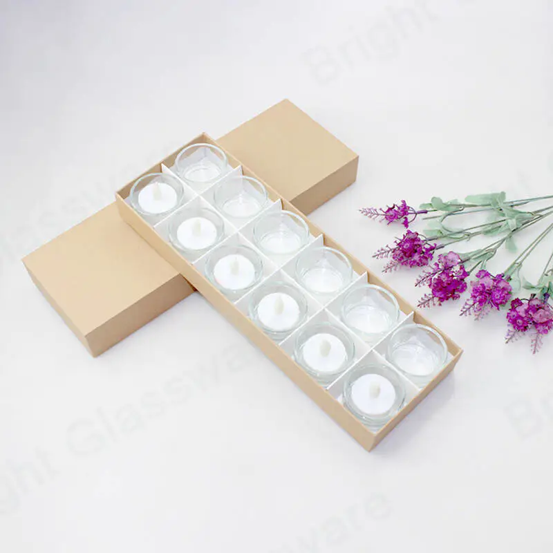 12 шт мини квадратный чайный стеклянный подсвечник подарочный набор с крафт-бумагой упаковочная коробка для свадьбы
