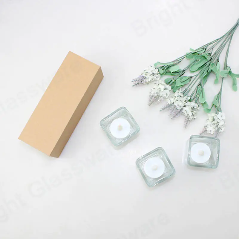 3pcs 2oz Mini Square Candle Container With Brown Box For Wedding