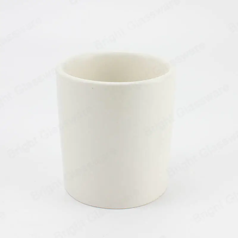Popular empty pure white ceramic candle jar candle holder for home decorative