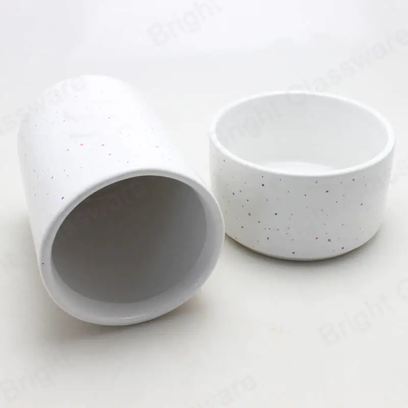 Wholesale new product round white ceramic candle container jar for scented candle