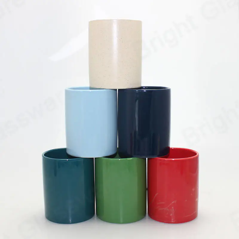 Top promotion colorful empty ceramic candle jar container for Christmas decoration