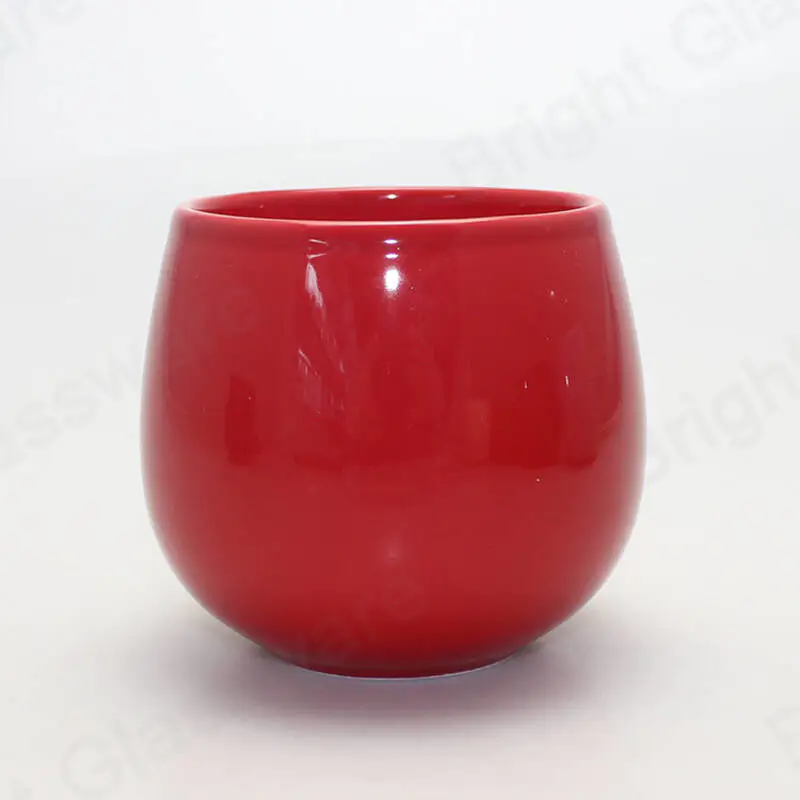 ball shaped modern empty glazing color ceramic candle jar for indoor decorative