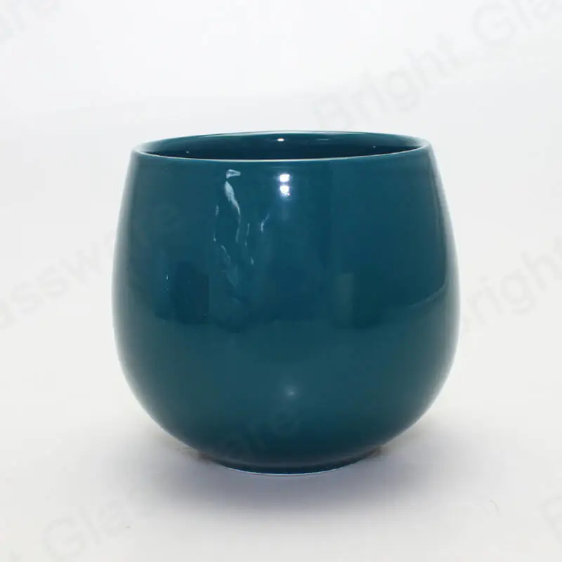 ball shaped modern empty glazing color ceramic candle jar for indoor decorative