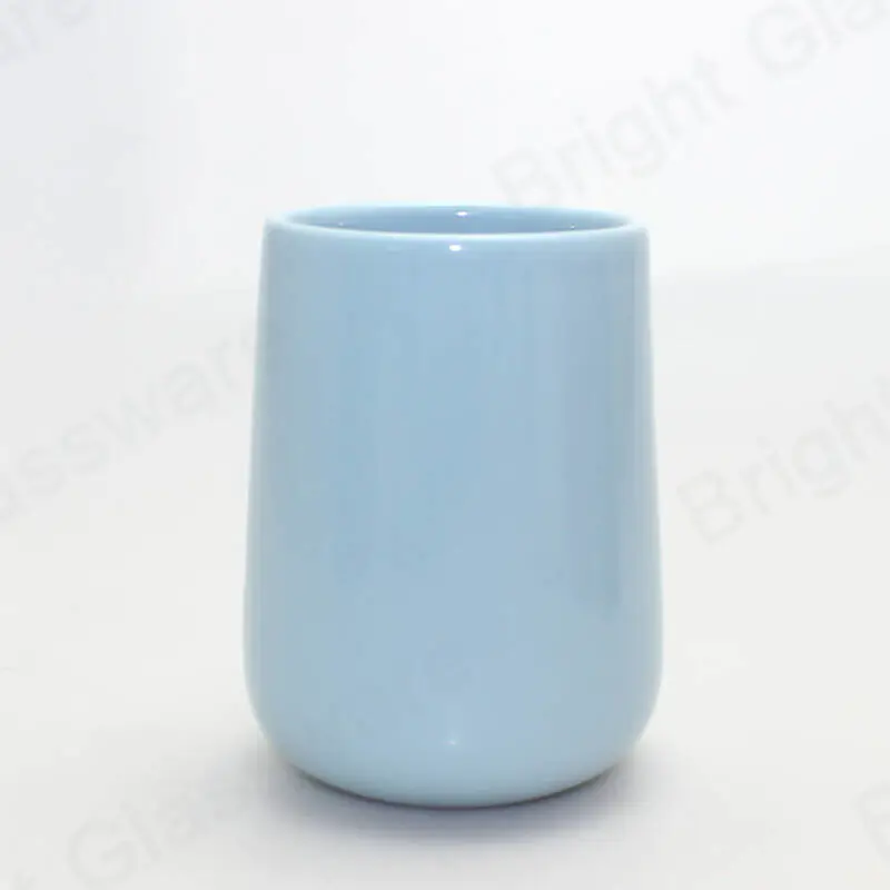 Custom luxury gloss empty ceramic porcelain candle jar vessel for table decoration