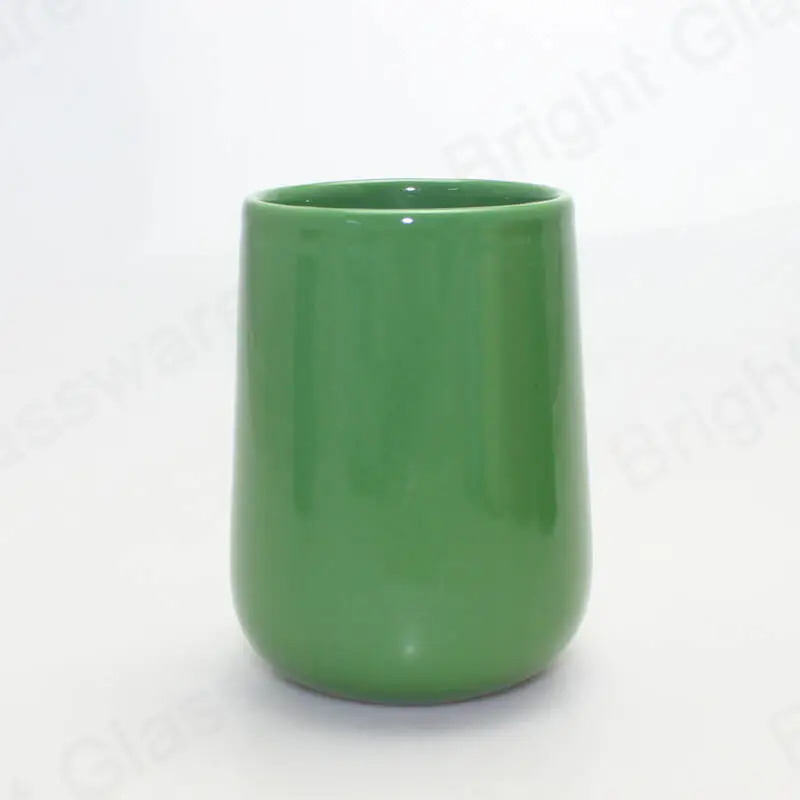 Custom luxury gloss empty ceramic porcelain candle jar vessel for table decoration