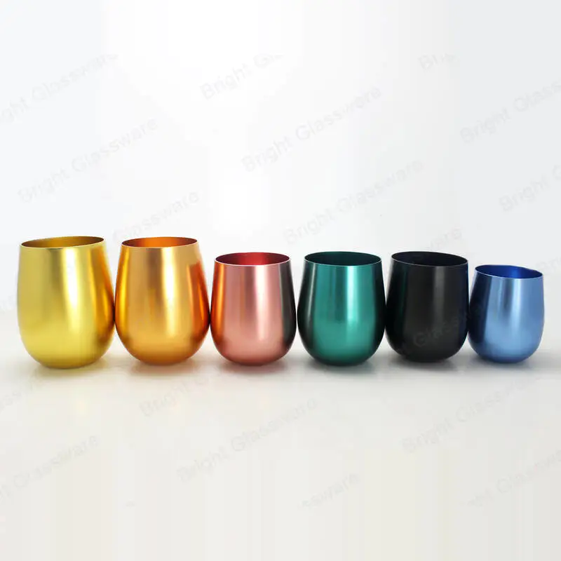 popular eco-friendly customized electroplating color oval shaped metal aluminum candle jar wholesale