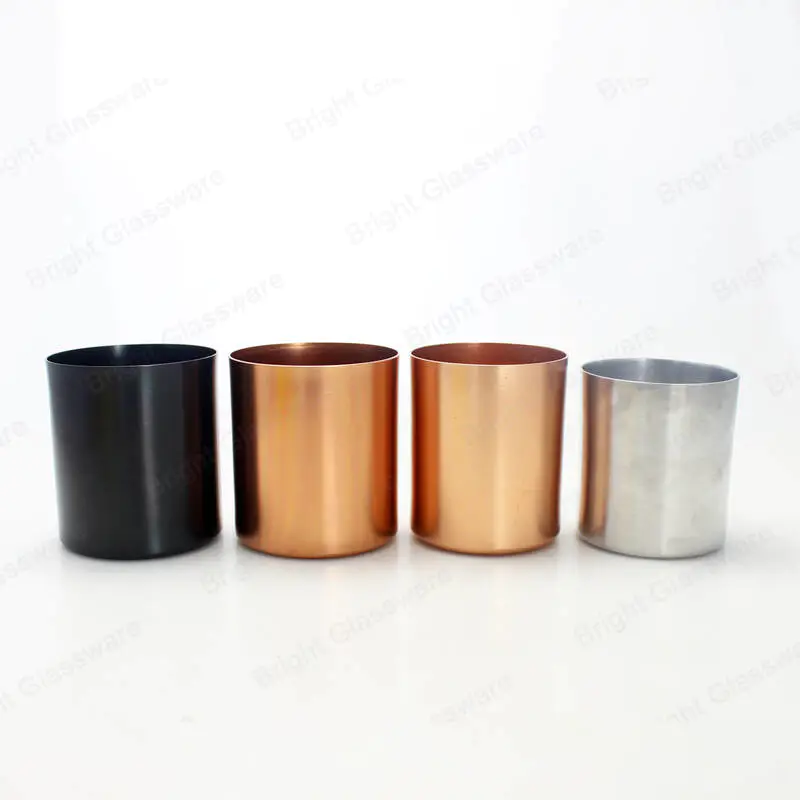 High Quality Eco-friendly Black Rose Gold Cylinder Aluminum Metal Candle Jar/Holder