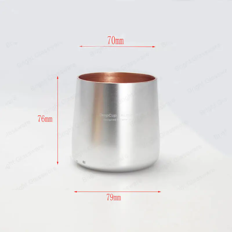 Luxury Home Decor Silver Aluminium Candle Jar With Rose Gold Inside Metal Candle Cup 
