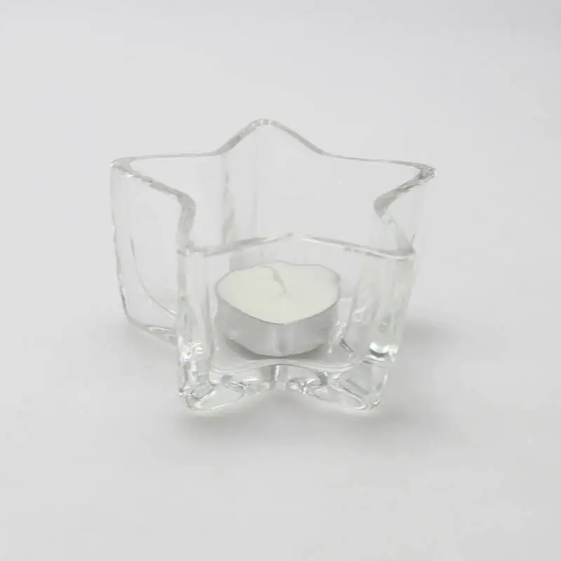 Christmas decorative glass star shape tealight candle holder for table centerpieces 