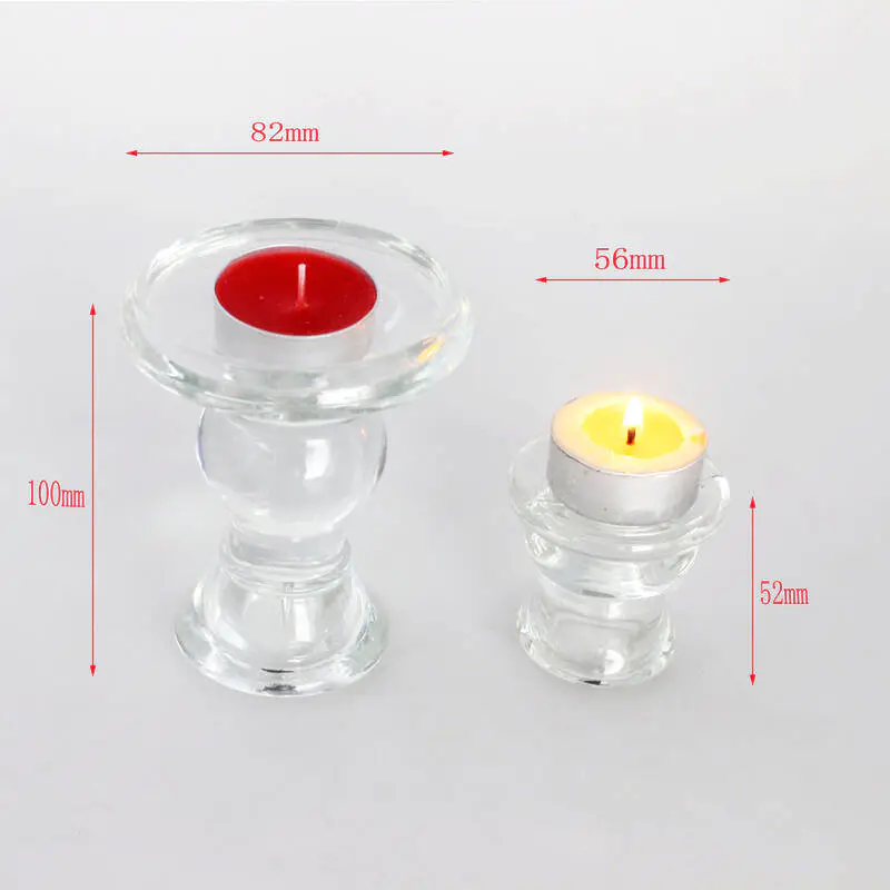 exquisite design clear crystal tall long stem glass tealight candle holders for home decoration