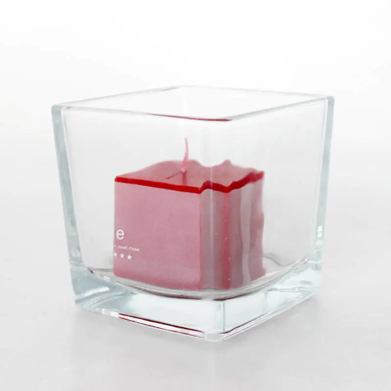 Factory Wholesale 560 ml Candle Container Transparent Square Glass Candle Jars For Home Decor