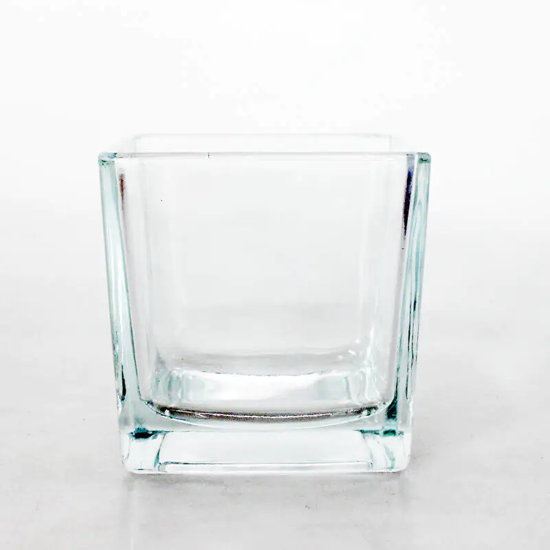 工場卸売560mlキャンドルコンテナ透明正方形ガラスキャンドルジャーホームデコレーション用