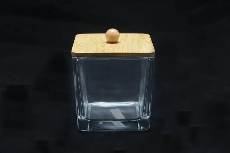 empty clear square glass candle jar with lid for home soy wax