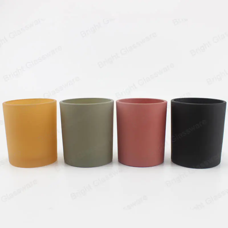 Customized ceramic design spray colored candle holder round candle glass