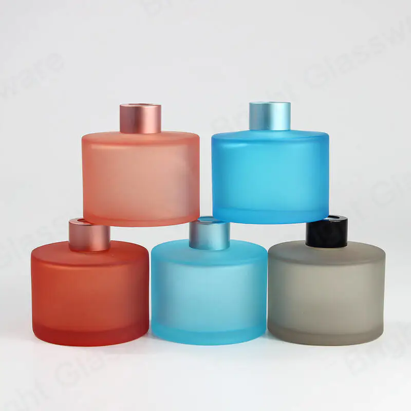  wholesale fancy empty 200ml new design colorful frosted diffuser bottle with cap and gift box