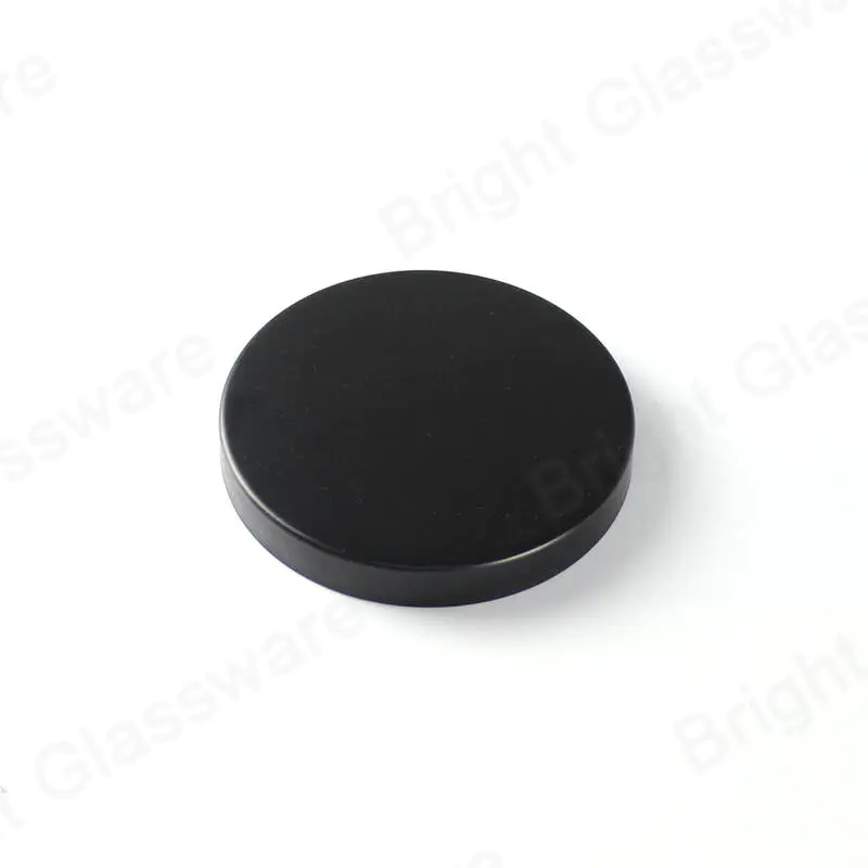 China manufacturer 78mm iron metal lid for candle jar matte black metal candle lids with silicone ring 