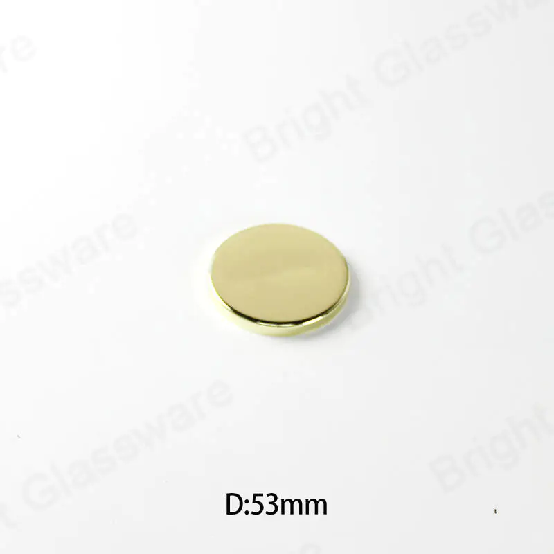 53mm electroplated shiny metal gold candle lid for candle jar