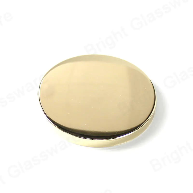 53mm electroplated shiny metal gold candle lid for candle jar