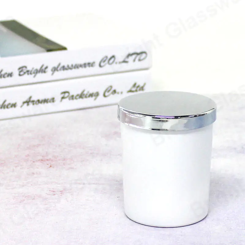 China supplier wholesale 75mm 76mm candle holder glass jars with silver metal lid