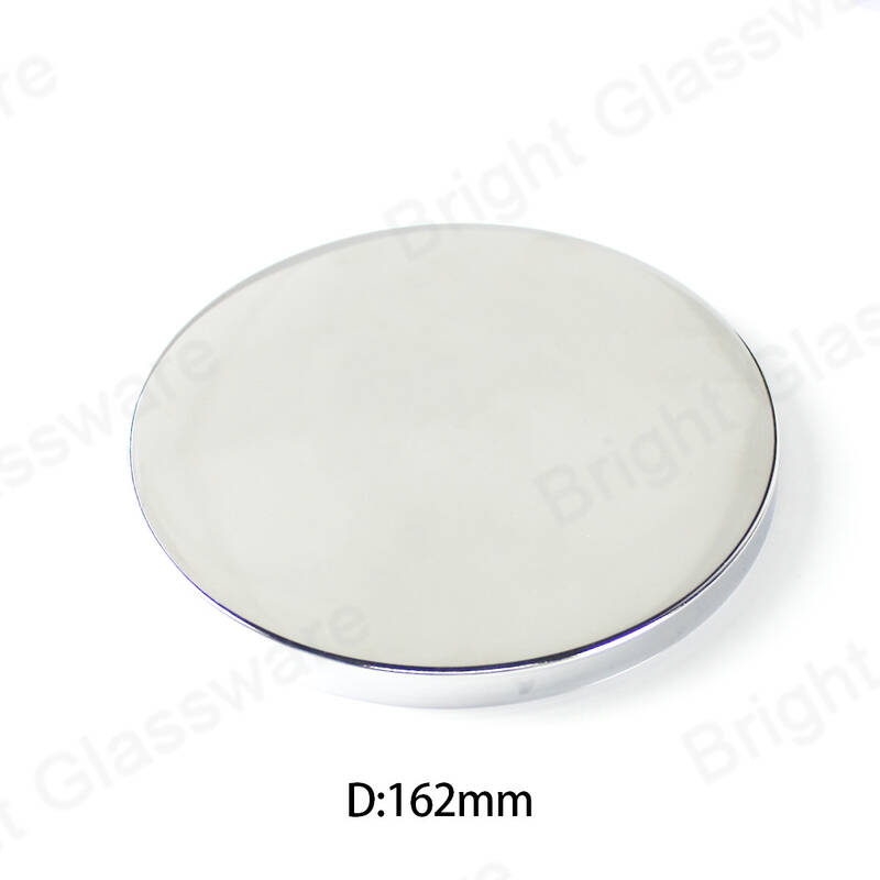 luxurious mirror finished silver large size 162mm round metal candle lid for candle jar