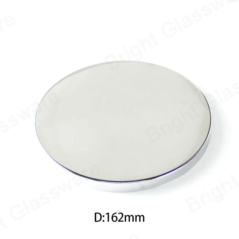 luxurious mirror finished silver large size 162mm round metal candle lid for candle jar