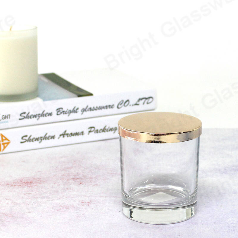 wholesale clear glass candle jars with gold lids for home decor