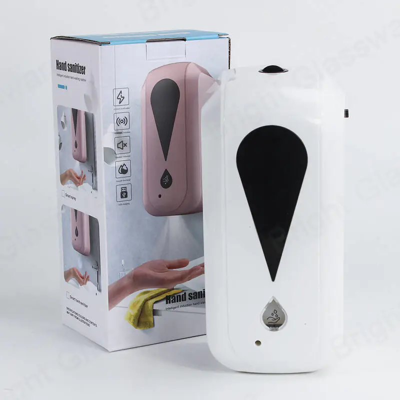 белый / розовый пластиковый дезинфицирующее средство для рук, кухонный электрический дозатор мыла, диспенсер для туалета дезинфицирующее средство