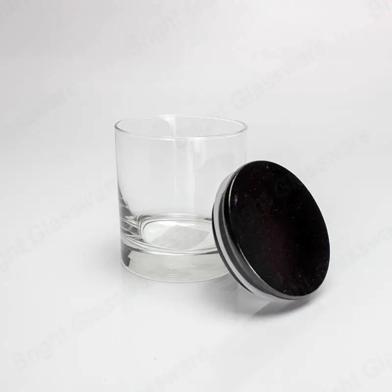 High quality candle holder glass jar with black wood lid sealed silicone ring wholesale