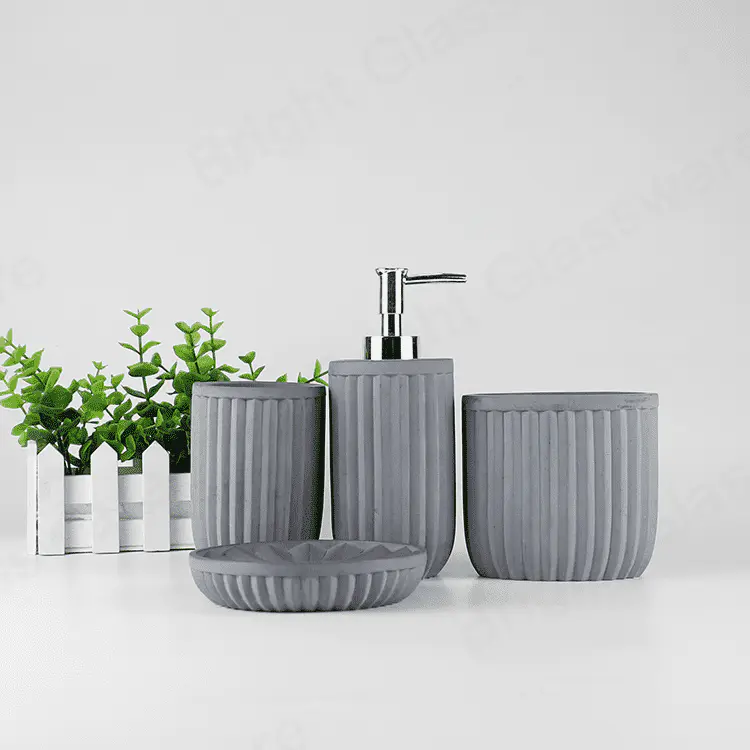 home decorations cement concrete matte grey bathroom accessories set 4 pieces