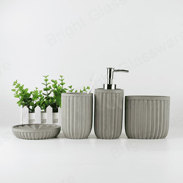 home decorations cement concrete matte grey bathroom accessories set 4