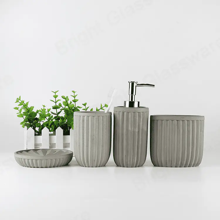 home decorations cement concrete matte grey bathroom accessories set 4 pieces