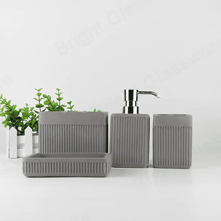 luxury new modern industrial style concrete cement grey european bathroom accessories 5 pieces 