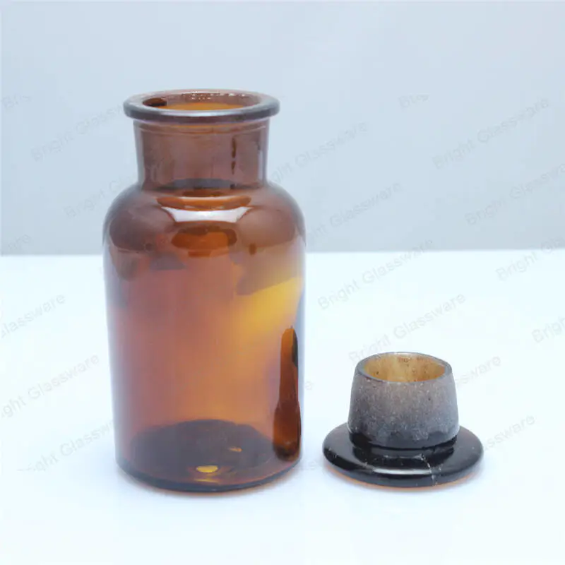 оптовая торговля стекло аптека аптека бутылка с широким горлом янтарного цвета реагент бутылки