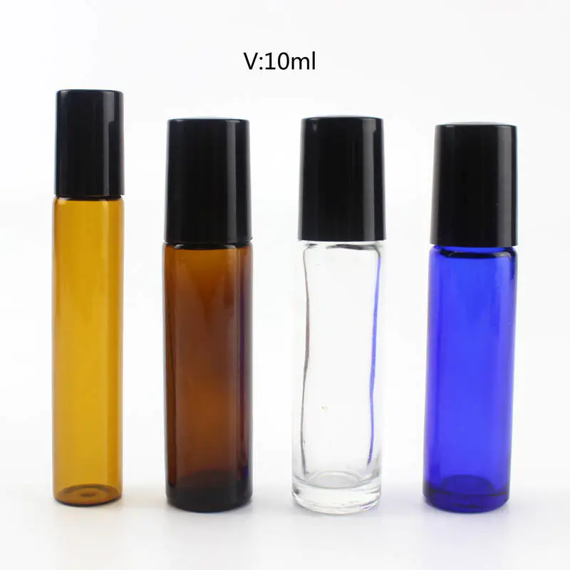 colorful glass essential oil roll-on bottles 10ml glass roller bottles with stainless steel roller balls wholesale