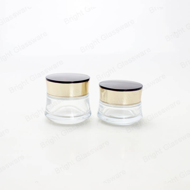 豪华空透明玻璃化妆品罐奶油罐带螺旋盖出售