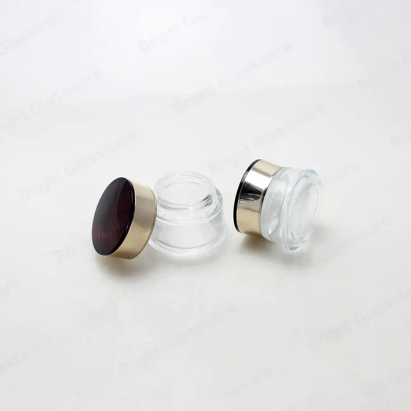 luxury empty clear glass cosmetic jars cream jars with screw cap for sale