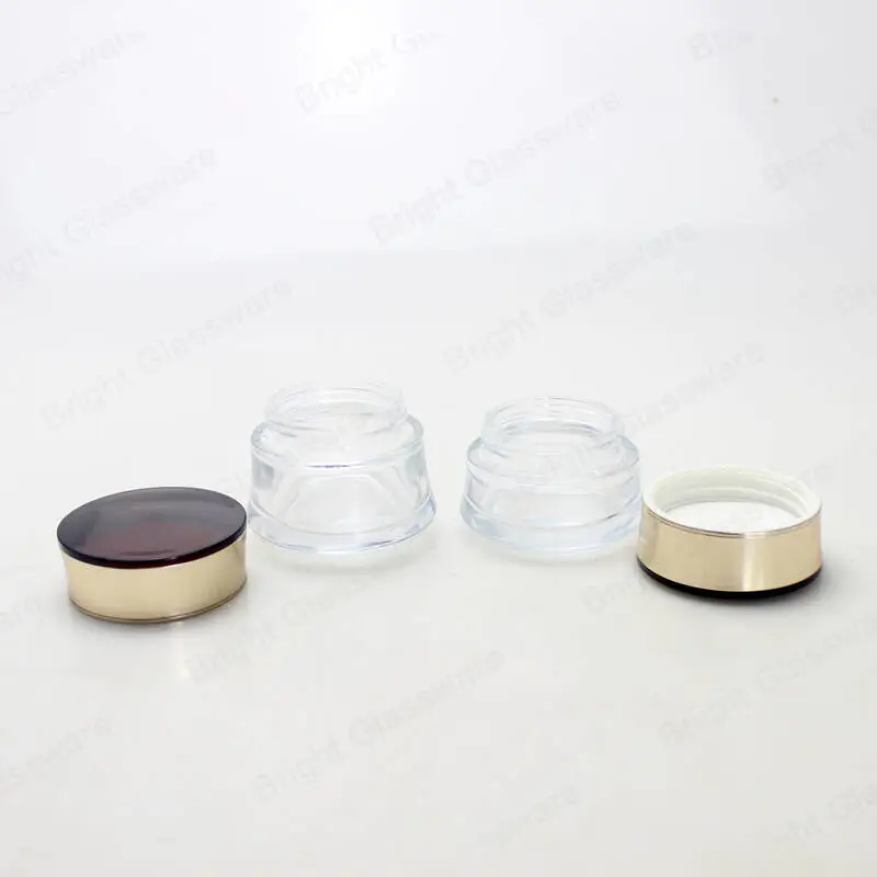 luxury empty clear glass cosmetic jars cream jars with screw cap for sale